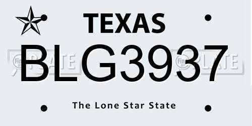 BLG3937 Texas License Plate