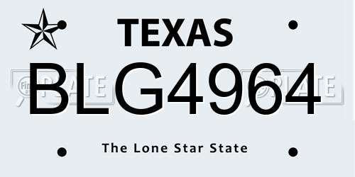 BLG4964 Texas License Plate