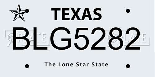 BLG5282 Texas License Plate