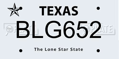 BLG652 Texas License Plate