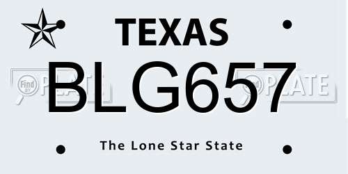 BLG657 Texas License Plate