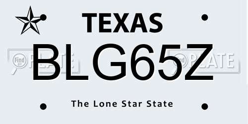 BLG65Z Texas License Plate