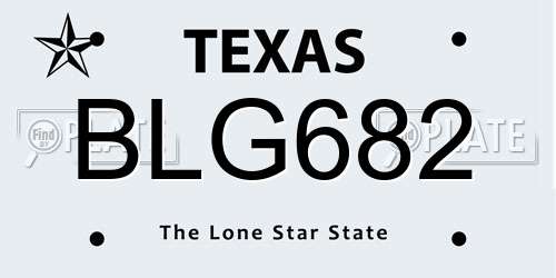 BLG682 Texas License Plate