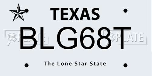 BLG68T Texas License Plate