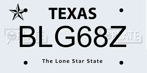 BLG68Z Texas License Plate