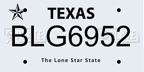 BLG6952 Texas License Plate