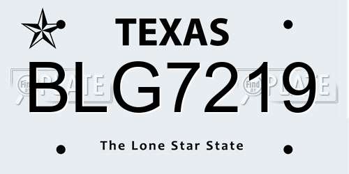 BLG7219 Texas License Plate