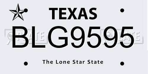 BLG9595 Texas License Plate