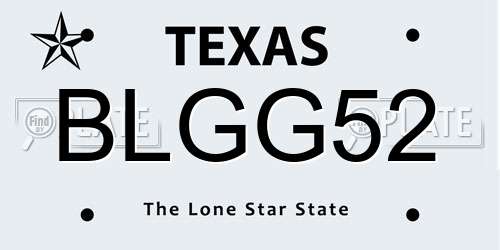 BLGG52 Texas License Plate
