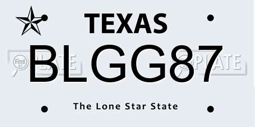 BLGG87 Texas License Plate