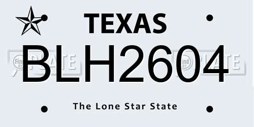 BLH2604 Texas License Plate