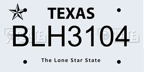 BLH3104 Texas License Plate