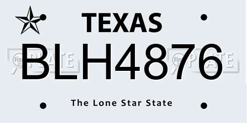 BLH4876 Texas License Plate