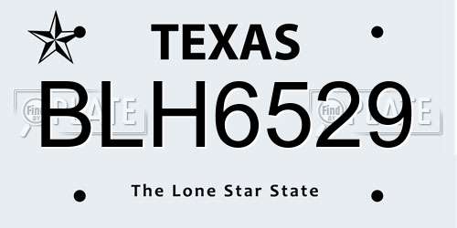 BLH6529 Texas License Plate