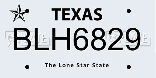 BLH6829 Texas License Plate