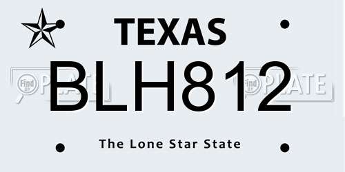 BLH812 Texas License Plate