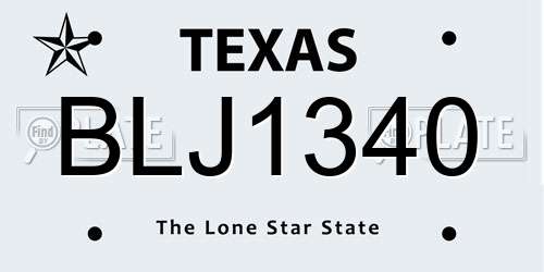 BLJ1340 Texas License Plate