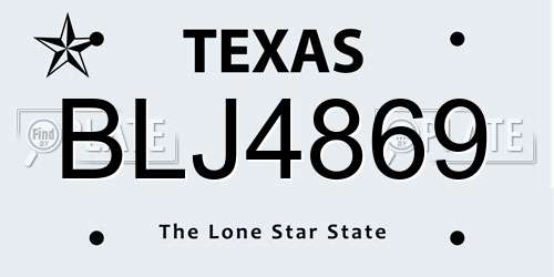 BLJ4869 Texas License Plate