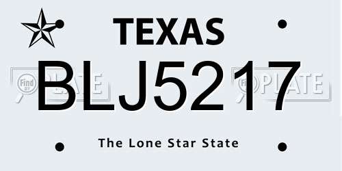BLJ5217 Texas License Plate