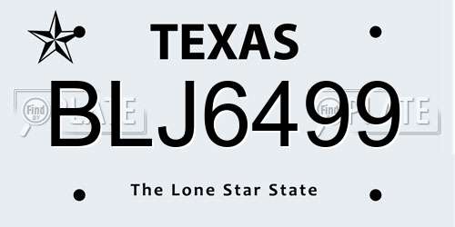 BLJ6499 Texas License Plate
