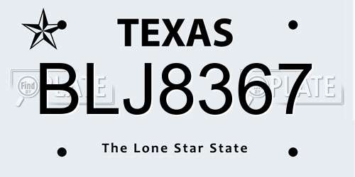 BLJ8367 Texas License Plate