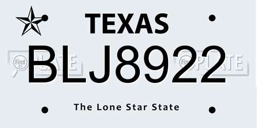 BLJ8922 Texas License Plate