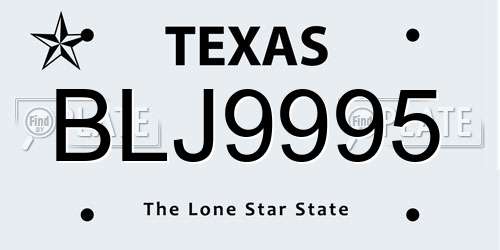 BLJ9995 Texas License Plate
