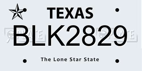 BLK2829 Texas License Plate