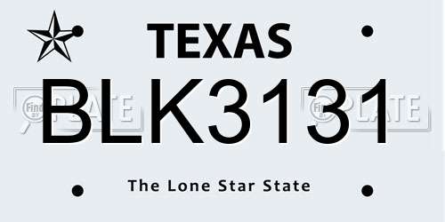 BLK3131 Texas License Plate