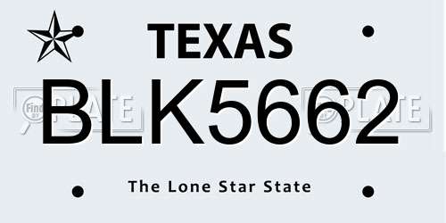 BLK5662 Texas License Plate