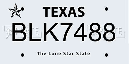 BLK7488 Texas License Plate