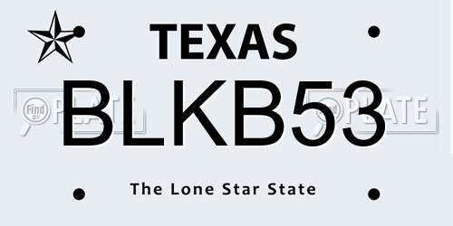 BLKB53 Texas License Plate