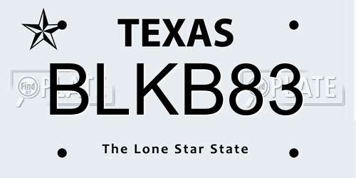 BLKB83 Texas License Plate