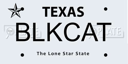 BLKCAT Texas License Plate