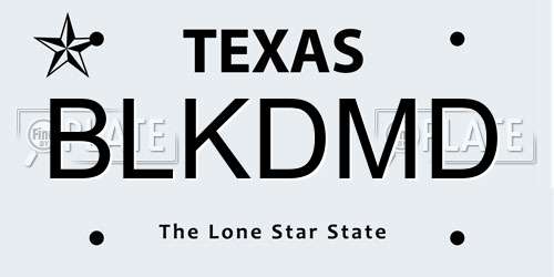 BLKDMD Texas License Plate