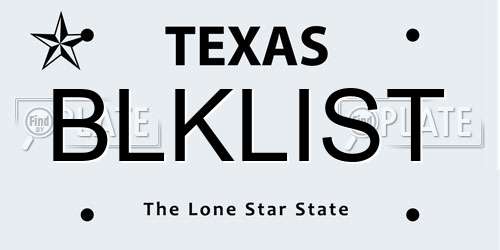 BLKLIST Texas License Plate