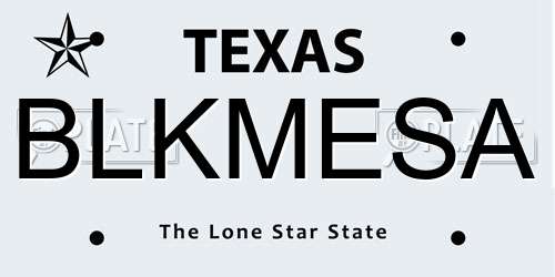 BLKMESA Texas License Plate