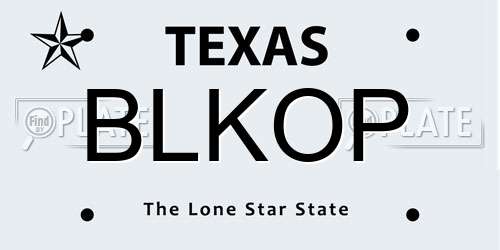 BLKOP Texas License Plate