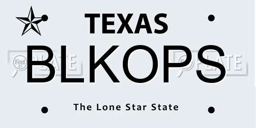 BLKOPS Texas License Plate