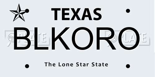BLKORO Texas License Plate