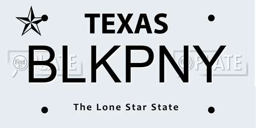 BLKPNY Texas License Plate