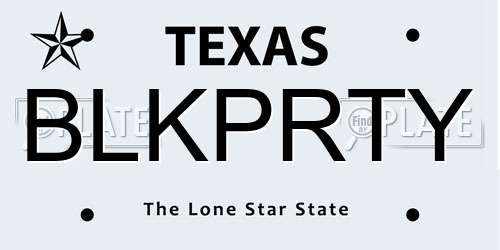 BLKPRTY Texas License Plate