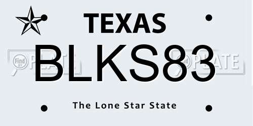 BLKS83 Texas License Plate