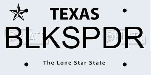 BLKSPDR Texas License Plate