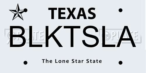 BLKTSLA Texas License Plate