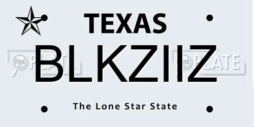 BLKZIIZ Texas License Plate