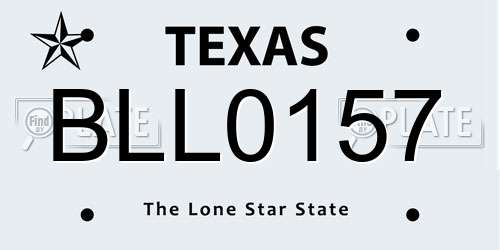 BLL0157 Texas License Plate