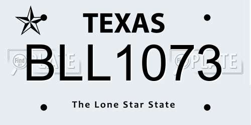 BLL1073 Texas License Plate