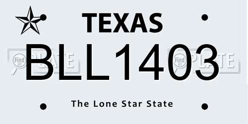 BLL1403 Texas License Plate