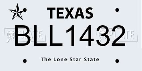 BLL1432 Texas License Plate